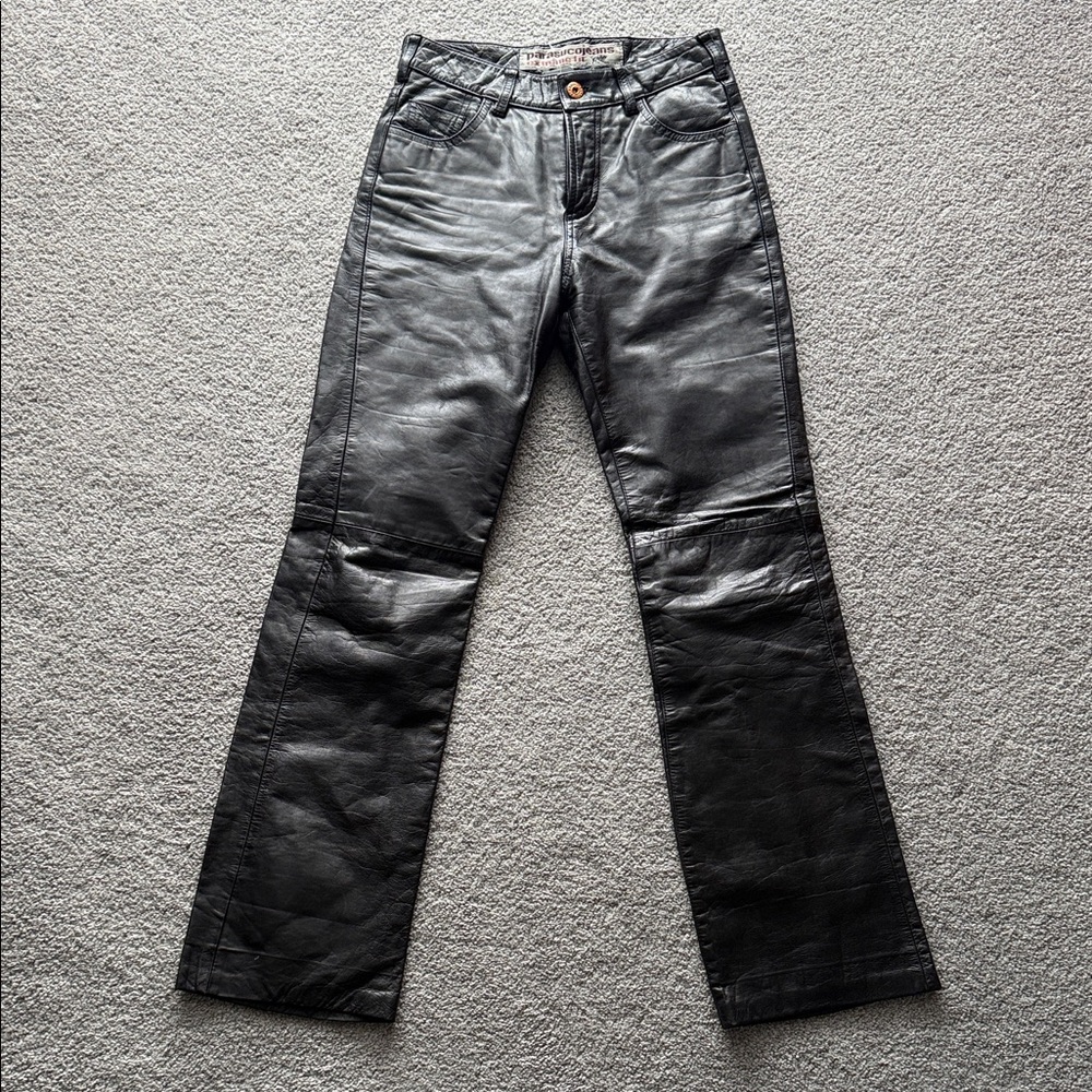 Parasuco Black  Leather Jeans - Stylish Flared Fit